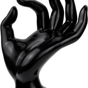 1 Pack Hand Form Ring Holder Mannequin Hand Jewelry Organizer Stand Watch Stand Bracelet Ring Support Aesthetic Rack (Black)