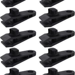 10 Pcs Heavy Duty Tarp Clips Shark Tent Fasteners Clips Holder for Car Covers, Outdoor Camping, Awnings, Swimming Pool Covers Black