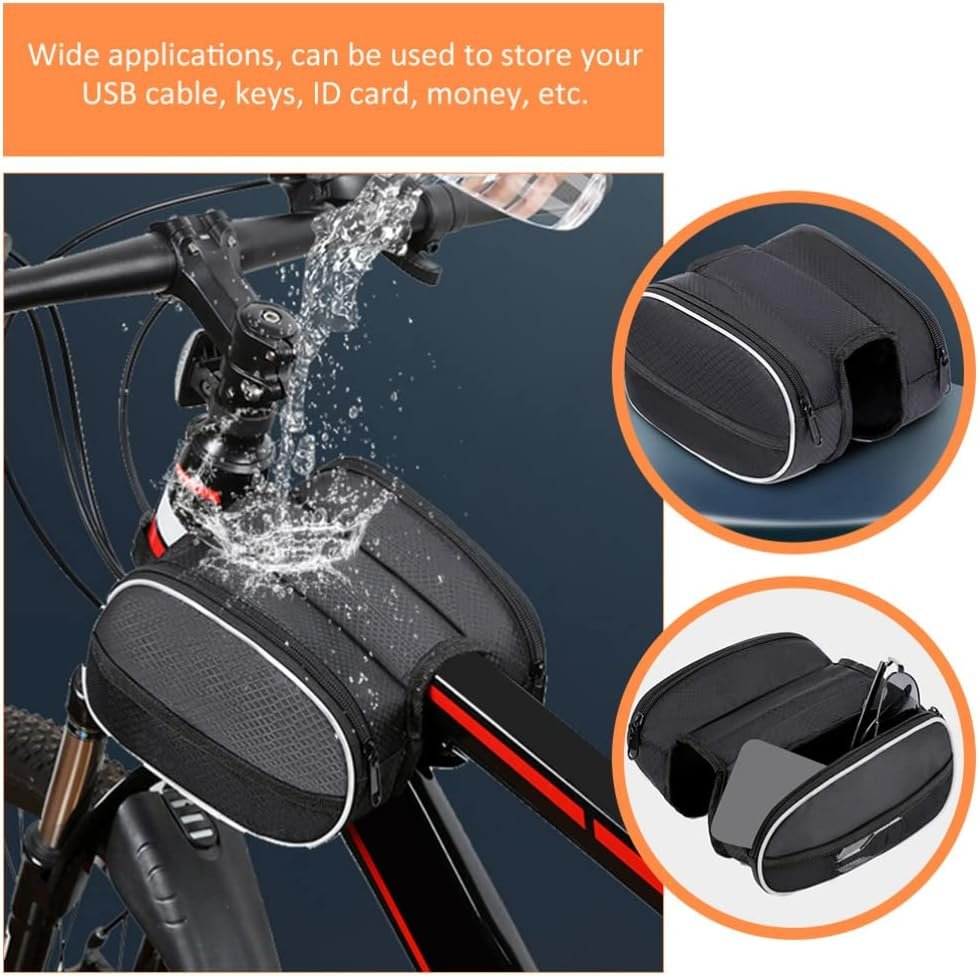 Waterproof Front Bike Frame Bag 19x12.5x6 cm Black 5 Waterproof Front Bike Frame Bag 19×12.5×6 cm Black - image 5