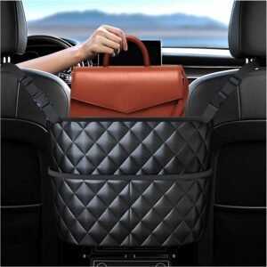 Car Seat Back Organizer with Storage Pockets – Black Vehicle Interior Accessory