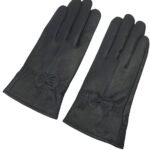 Winter Warm Fleece Lined Leather Gloves – Black – Size L – 1 Pair – Stylish Cold Weather Accessory