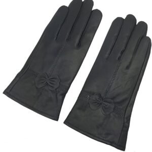Winter Warm Fleece Lined Leather Gloves – Black – Size L – 1 Pair – Stylish Cold Weather Accessory
