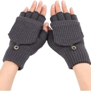 Women’s Warm Fingerless Gloves – 1 Pair – Dark Grey