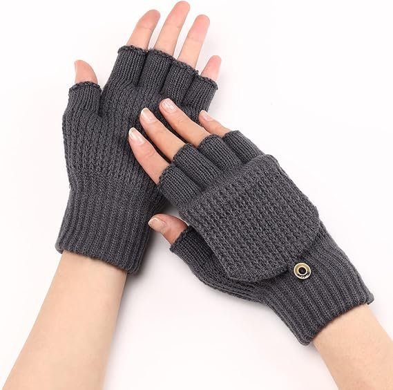 Women's Warm Fingerless Gloves - 1 Pair - Dark Grey 3 Women’s Warm Fingerless Gloves – 1 Pair – Dark Grey - image 3