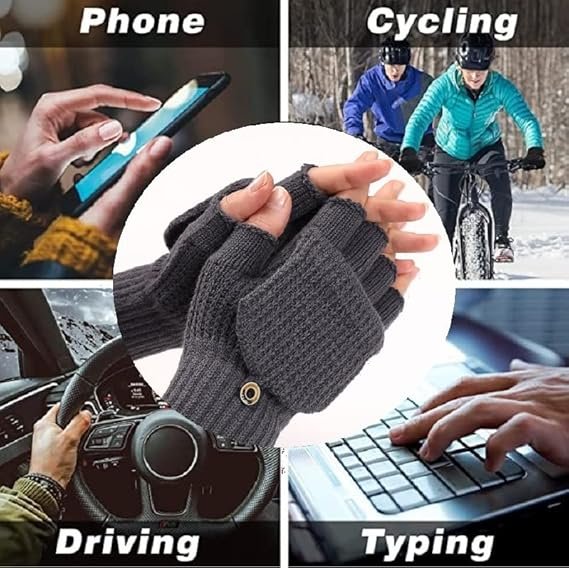 Women's Warm Fingerless Gloves - 1 Pair - Dark Grey 5 Women’s Warm Fingerless Gloves – 1 Pair – Dark Grey - image 5