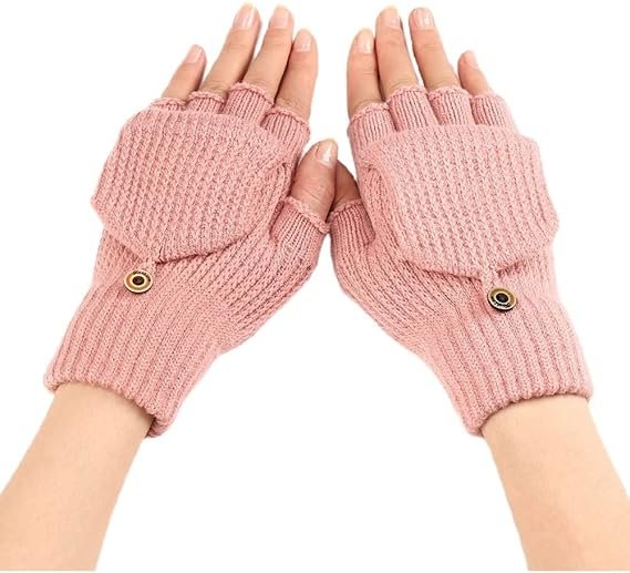 Women's Warm Fingerless Gloves - Pink - 1 Pair 1 Women’s Warm Fingerless Gloves – Pink – 1 Pair