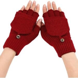 Women’s Red Warm Fingerless Gloves 1 Pair
