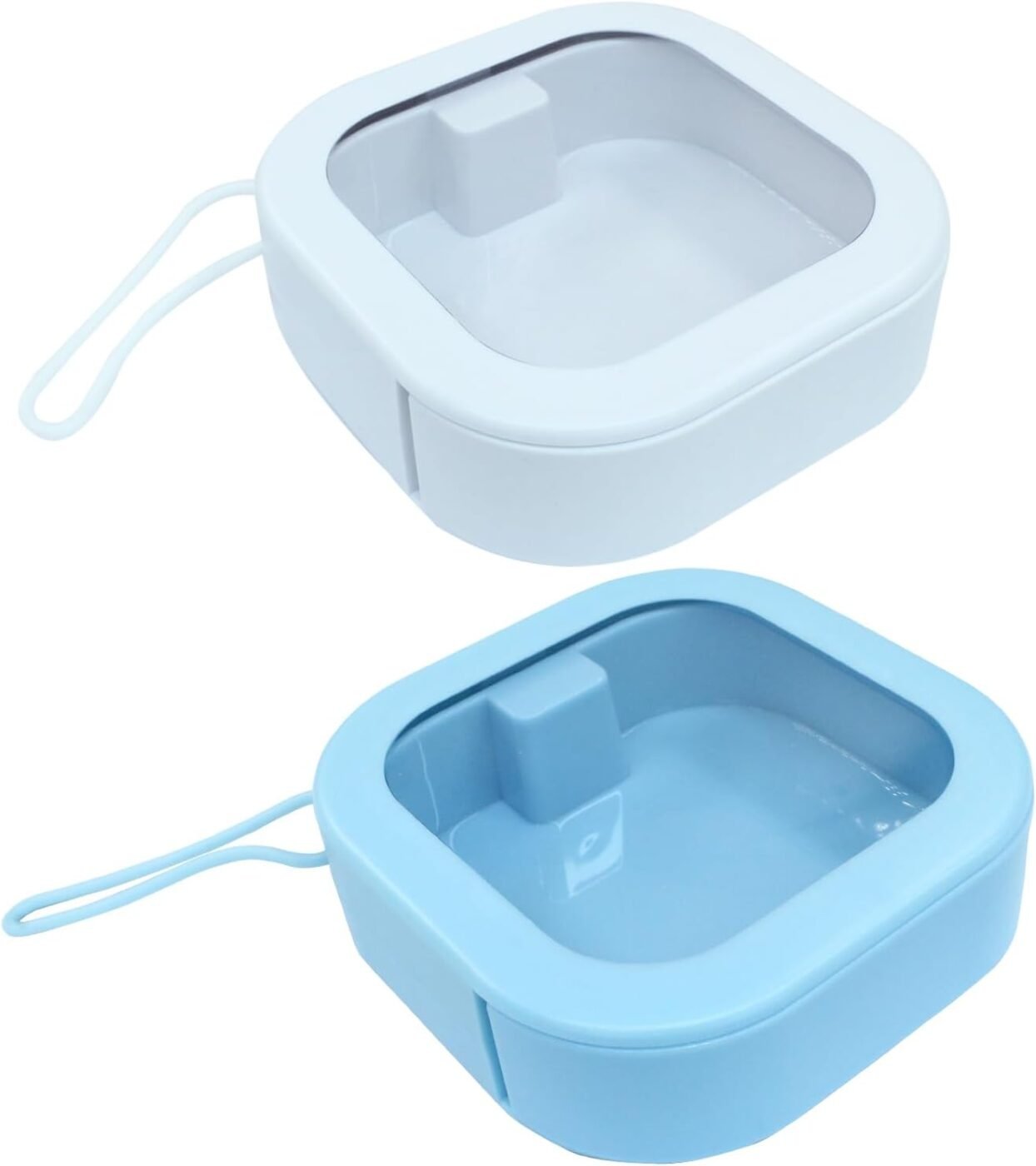 2 Piece Set Portable Blue and White Storage Boxes Stackable Travel Organizers for Small Hair Clips Jewelry Trimmer Accessories 1 2 Piece Set Portable Blue and White Storage Boxes Stackable Travel Organizers for Small Hair Clips Jewelry Trimmer Accessories
