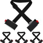 Adjustable Ski Carrier Bag for Skis and Poles – Black (4 Pack)