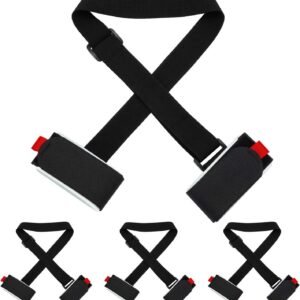 Adjustable Ski Carrier Bag for Skis and Poles – Black (4 Pack)