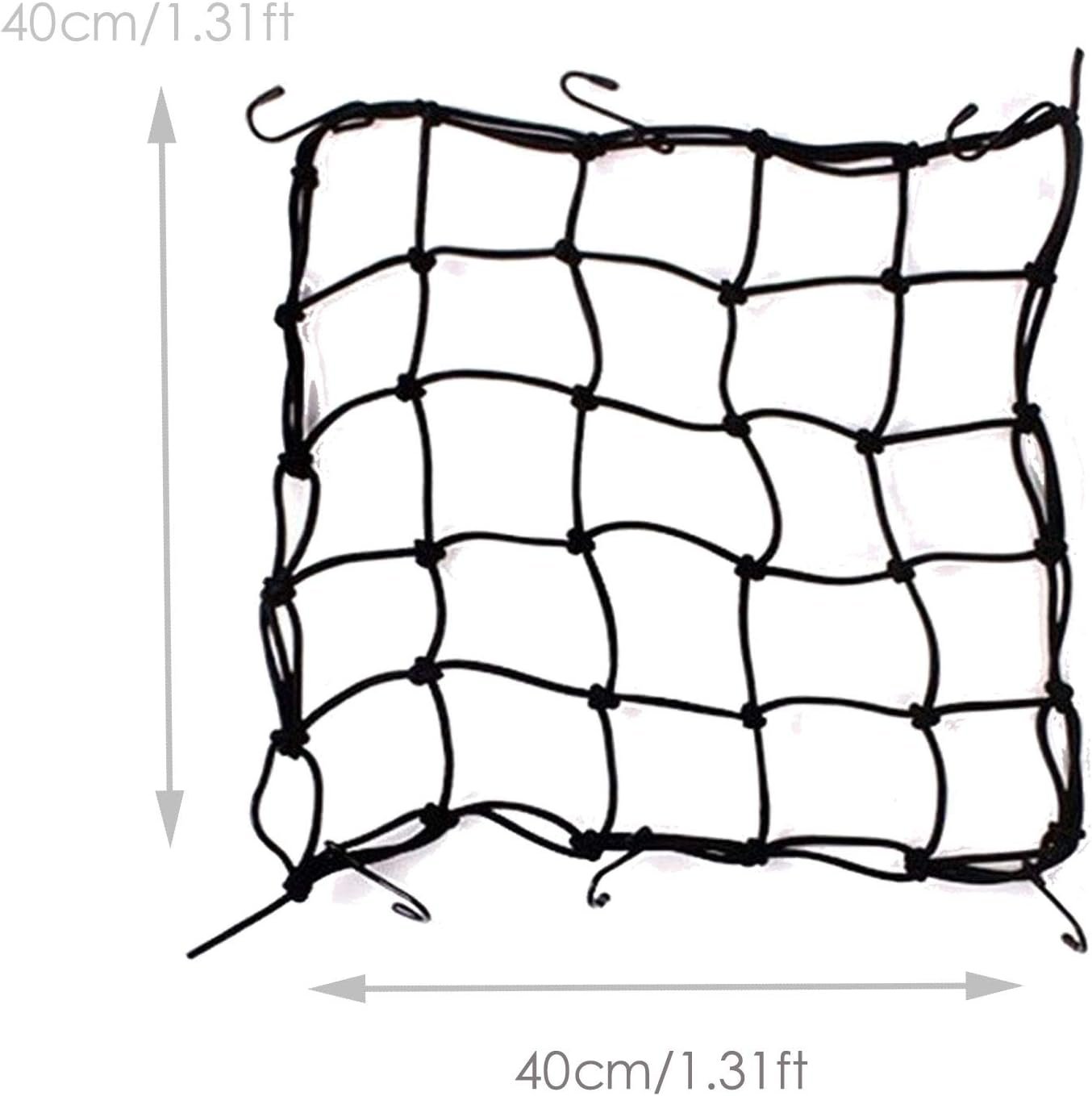 2 Pack 40x40cm Elastic Motorcycle Cargo Net with 6 Anti-Scratch Hooks for Scooter Helmet Storage - Black 2 2 Pack 40x40cm Elastic Motorcycle Cargo Net with 6 Anti-Scratch Hooks for Scooter Helmet Storage – Black - image 2