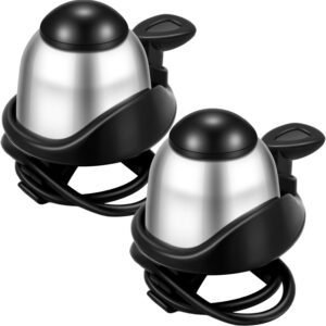 2 Pack Bicycle Bell – Compact & Loud – Mini Bike Bell for Road Bike Mountain Bike E-Bike – Silver