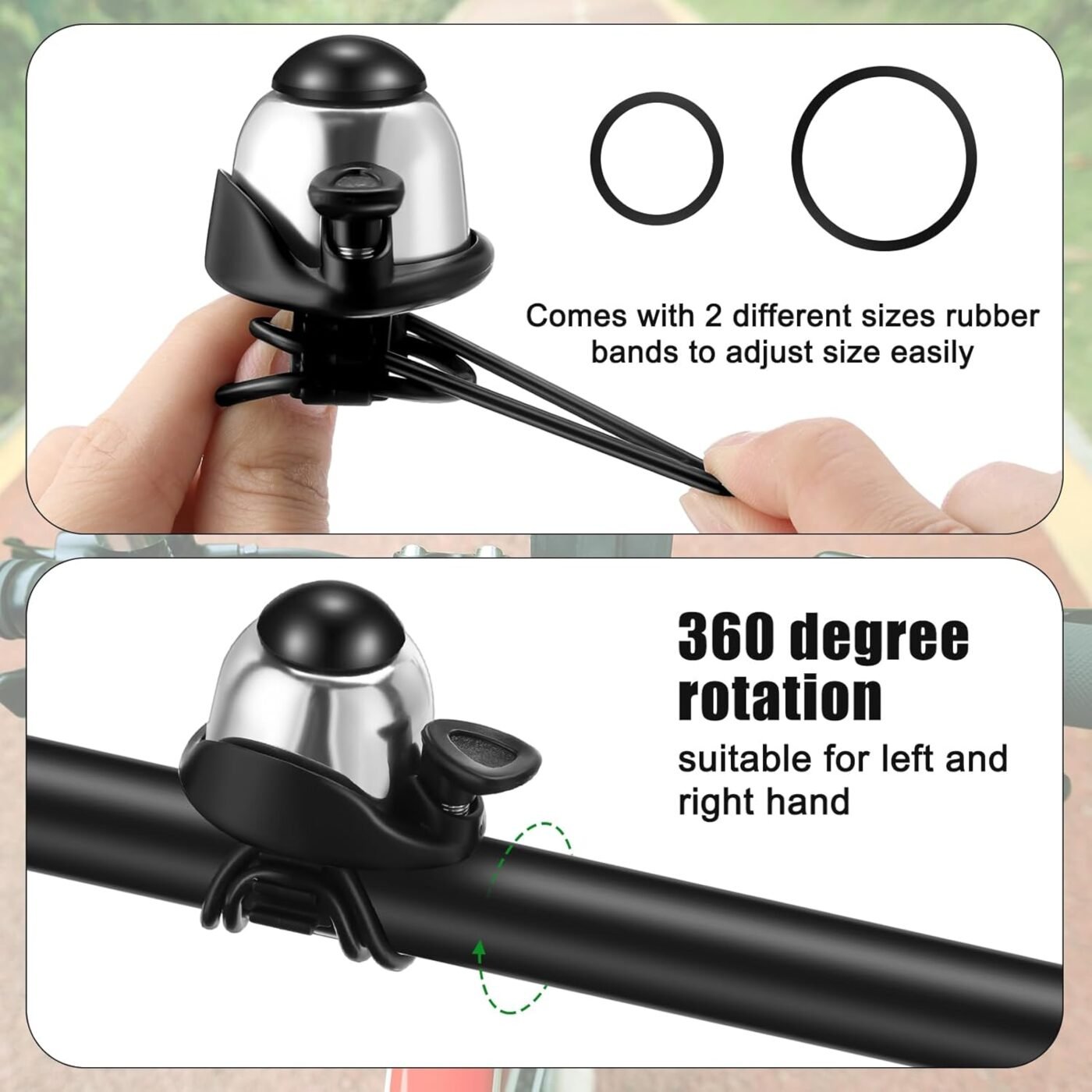 2 Pack Bicycle Bell - Compact & Loud - Mini Bike Bell for Road Bike Mountain Bike E-Bike - Silver 4 2 Pack Bicycle Bell – Compact & Loud – Mini Bike Bell for Road Bike Mountain Bike E-Bike – Silver - image 4