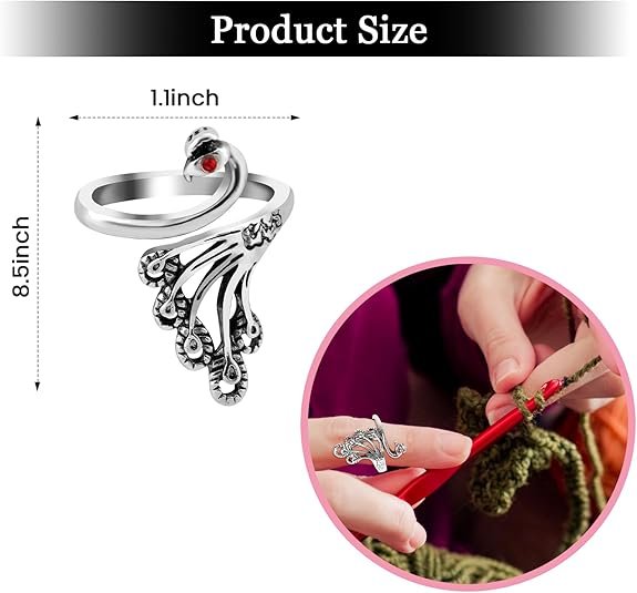 2 Pack Adjustable Yarn Guides for Crocheting & Knitting - Finger Ring Holders - Silver 3 2 Pack Adjustable Yarn Guides for Crocheting & Knitting – Finger Ring Holders – Silver - image 3