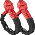 Soft Shackle,Synthetic Shackle Rope Recovery Kit with Extra Protective Sleeves(56,000 lbs Breaking Strength) Heavy Duty Tow Shackles for Off-Road, Truck, Jeep, SUV, UTV, ATV (Red)