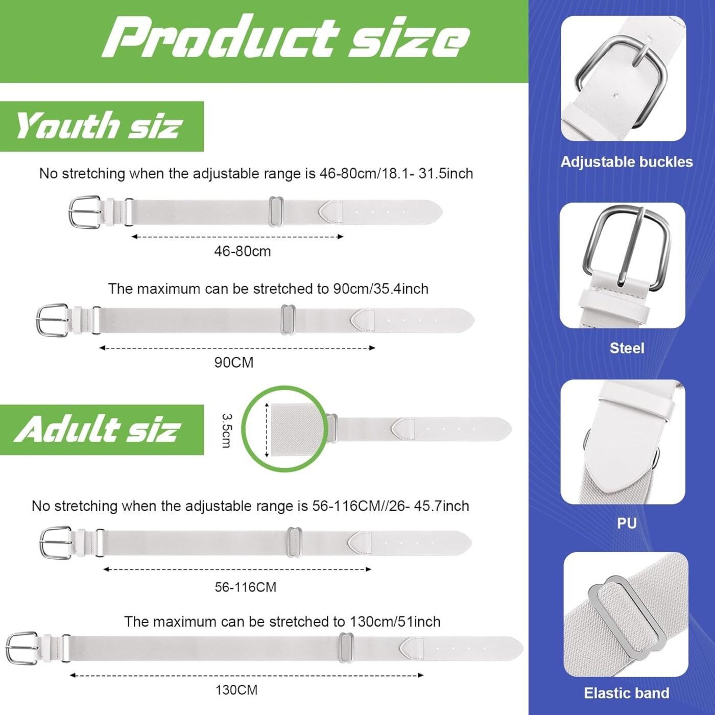 12 Pcs Baseball Belts Softball Belts Bulk for Adult and Youth Adjustable 2 12 Pcs Baseball Belts Softball Belts Bulk for Adult and Youth Adjustable - image 2