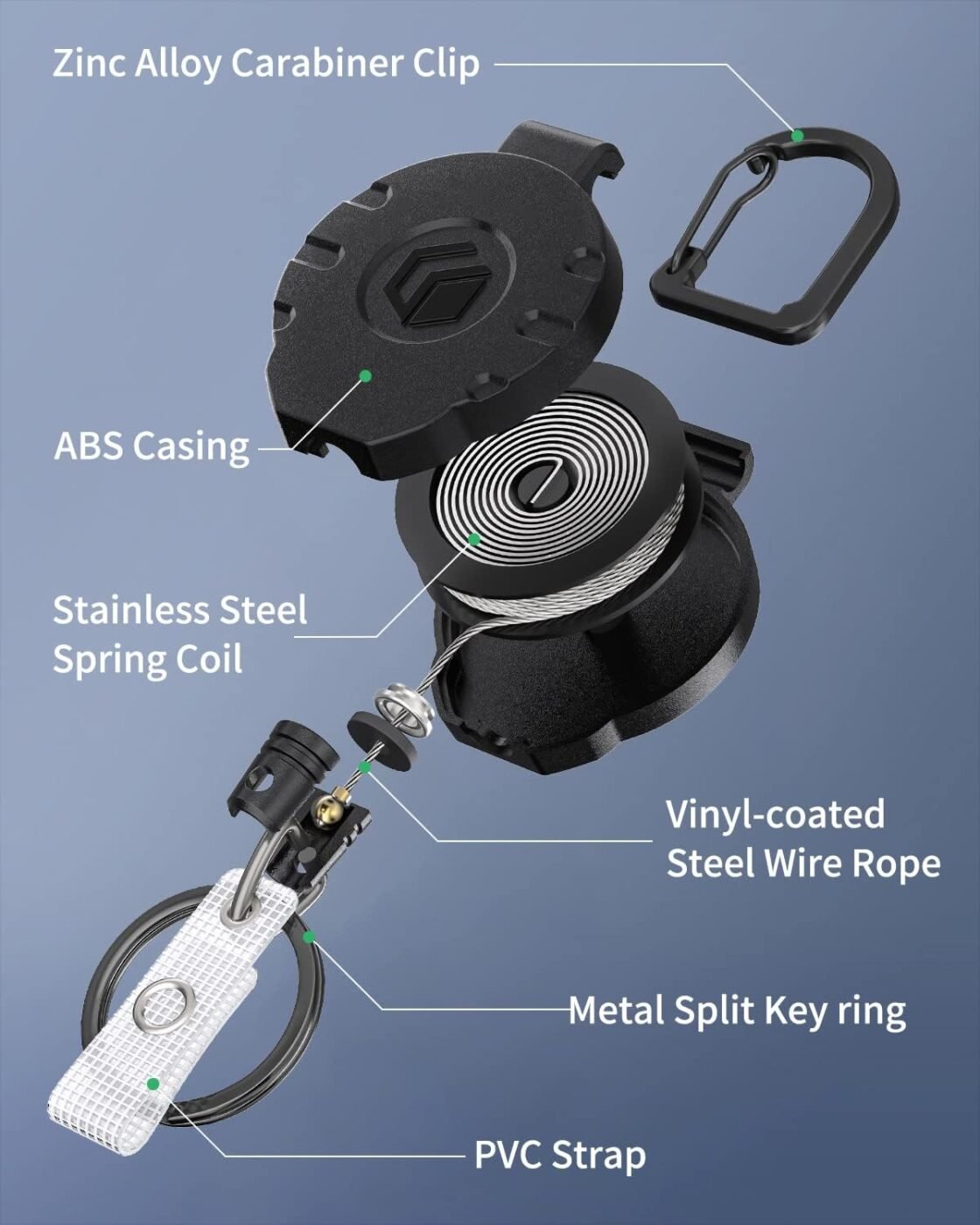 2 Pack Retractable Keychain Heavy Duty Badge Holder Vertical Hard Plastic Case Badge Reel for up to 8 oz Strong ABS Casing with Stainless Steel Spring Coil 31.5 Inch Steel Wire Rope 2 2 Pack Retractable Keychain Heavy Duty Badge Holder Vertical Hard Plastic Case Badge Reel for up to 8 oz Strong ABS Casing with Stainless Steel Spring Coil 31.5 Inch Steel Wire Rope - image 2
