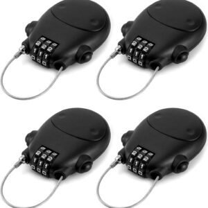 Retractable Cable Lock, 4 Pack Security Password Lock Steel Cable Luggage Locks