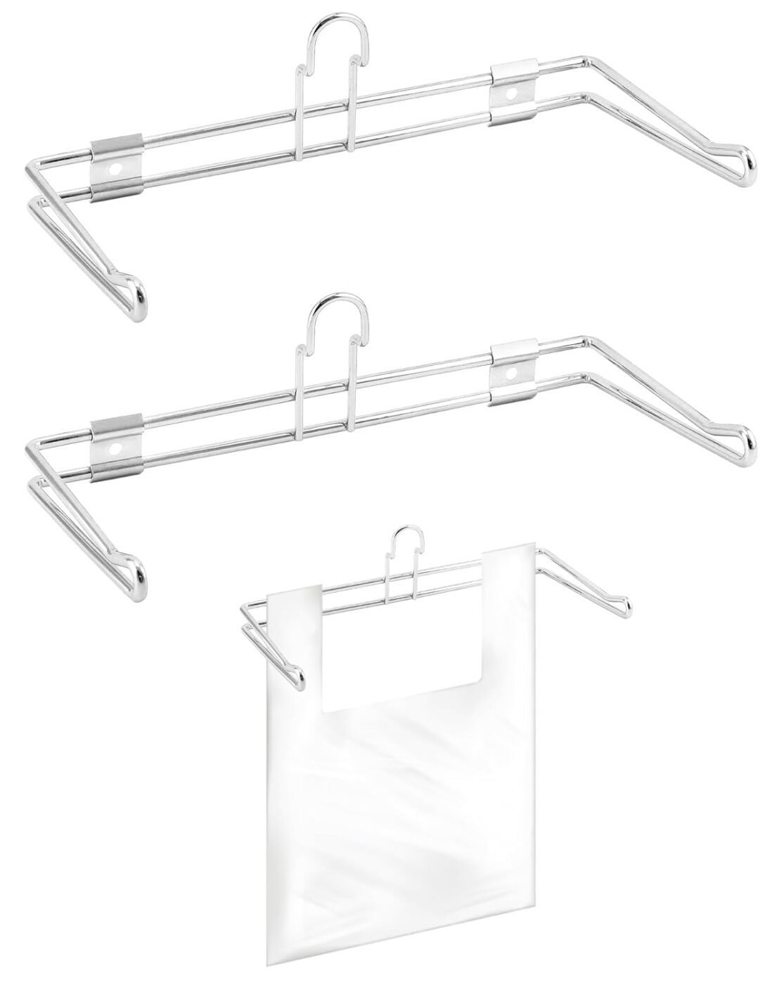 2-Pack T-Shirt Bag Rack Wall Mount, Chrome-Plated Metal T-Shirt Retail Bag Holders, 12-Inch Width, 6" Arm, Easy Install Bag Holder for Retail and Checkout Counters 1 2-Pack T-Shirt Bag Rack Wall Mount, Chrome-Plated Metal T-Shirt Retail Bag Holders, 12-Inch Width, 6″ Arm, Easy Install Bag Holder for Retail and Checkout Counters
