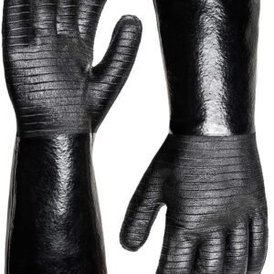 932°F Extreme Heat Resistant Gloves for Grill BBQ, Waterproof Long Sleeve Pit Grill Gloves for Fryer, Baking, Oven,Smoker,Fireproof, Oil Resistant Neoprene Coating（14-Inch ）