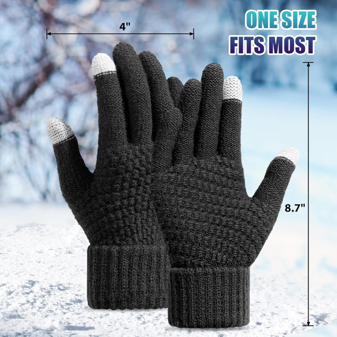 Winter Gloves for Women - Warm Womens Winter Gloves, Touchscreen Knit Glove with Elastic Cuff for Cold Weather 3 Winter Gloves for Women – Warm Womens Winter Gloves, Touchscreen Knit Glove with Elastic Cuff for Cold Weather - image 3
