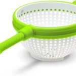 Spina 2-In-1 Easy-To-Use, Collapsible Salad Spinner & Straining Colander for Salad, Fruit, Vegetable, Lettuce – White/Green