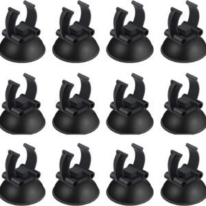 12 Pack Aquarium Suction Cups with Clip Black,for 1″ Standard Aquarium Heater, Tubing Hose, Plant Fish Tank