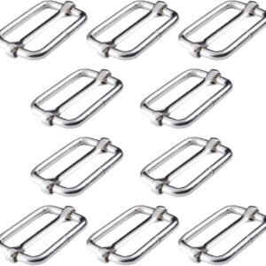 Adjtable Slide Buckle 1 Inch Triglide Slides Metal Webbing Slider For Strap Belt Backpack Handbag DIY (10 Pieces, Silver Color)