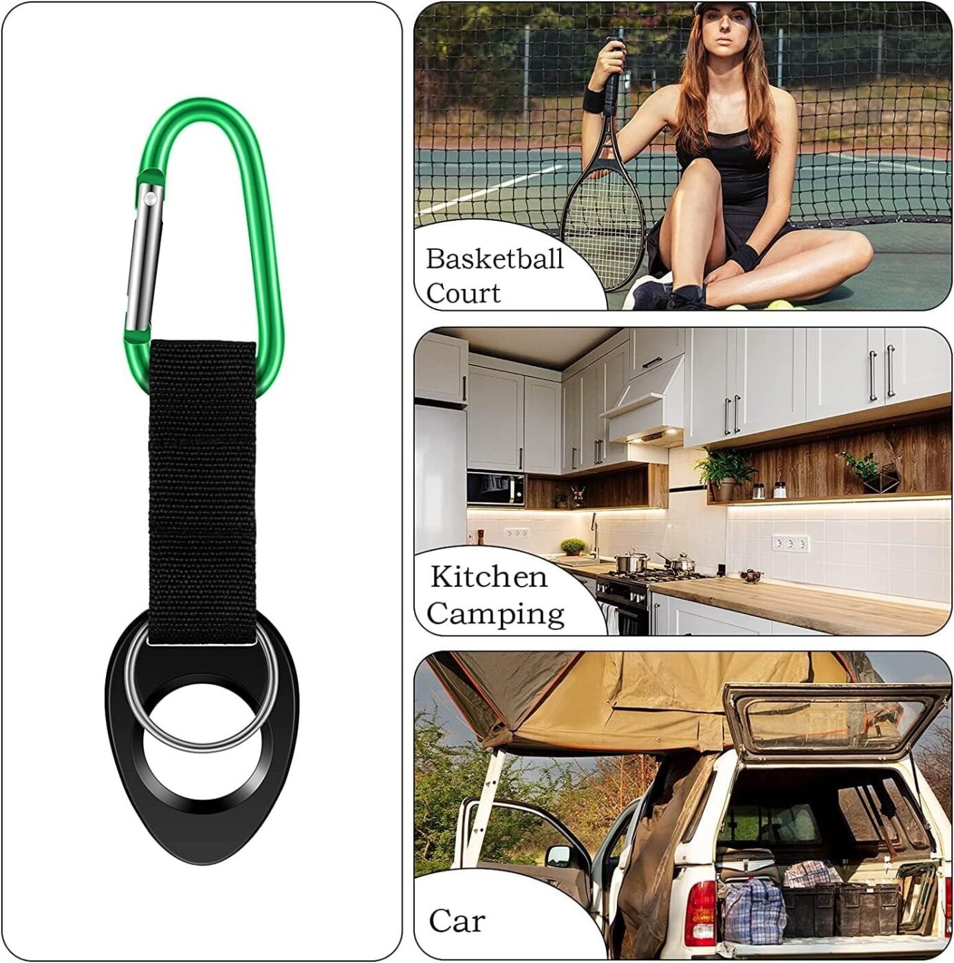 Durable Silicone Water Bottle Holder Hook Carrier with Carabiner Clip & Key Ring, Fits Any 12oz, 17oz and 25oz Water Bottles for Outdoor Activities Camping Hiking Traveling or Daily Use 5 Durable Silicone Water Bottle Holder Hook Carrier with Carabiner Clip & Key Ring, Fits Any 12oz, 17oz and 25oz Water Bottles for Outdoor Activities Camping Hiking Traveling or Daily Use - image 5