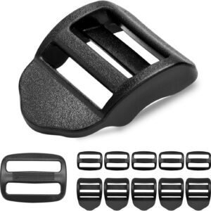 CooBigo 6 Pcs Ladder Slider Buckles+6 Pcs Tri glide Slider for Backpack Strap Clips, Plastic Clips for Straps Adjuster, Backpack Clips for 1 Inch webbing strap.