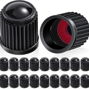 20 Pcs Tire Valve Stem Caps Car Tire Caps Plastic Universal Valve Stem Covers for Bike Bicycle Cars SUV Trucks Motorcycles (Black)