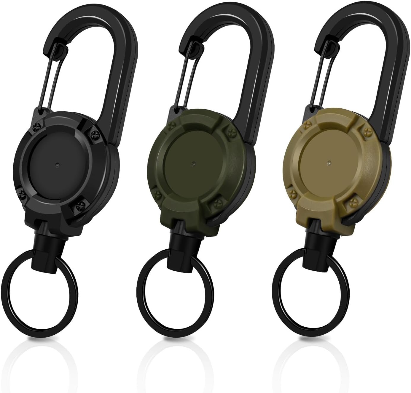 Retractable Keychain 3 Pack, Heavy Duty ID Badge Holder Reel, Multitool Carabine Key Holder for Keychain, Badge Holder with 25.6" Steel Retractable Cord Key Ring Clip, 8.8 oz 1 Retractable Keychain 3 Pack, Heavy Duty ID Badge Holder Reel, Multitool Carabine Key Holder for Keychain, Badge Holder with 25.6″ Steel Retractable Cord Key Ring Clip, 8.8 oz