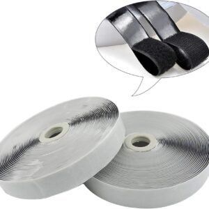 Self Adhesive Hook and Loop Tape Roll 3/4 Inch Black Strong Adhesive Interlocking Tape for Picture and Tools Hanging Pedal Board Fastening 12.6 Yard