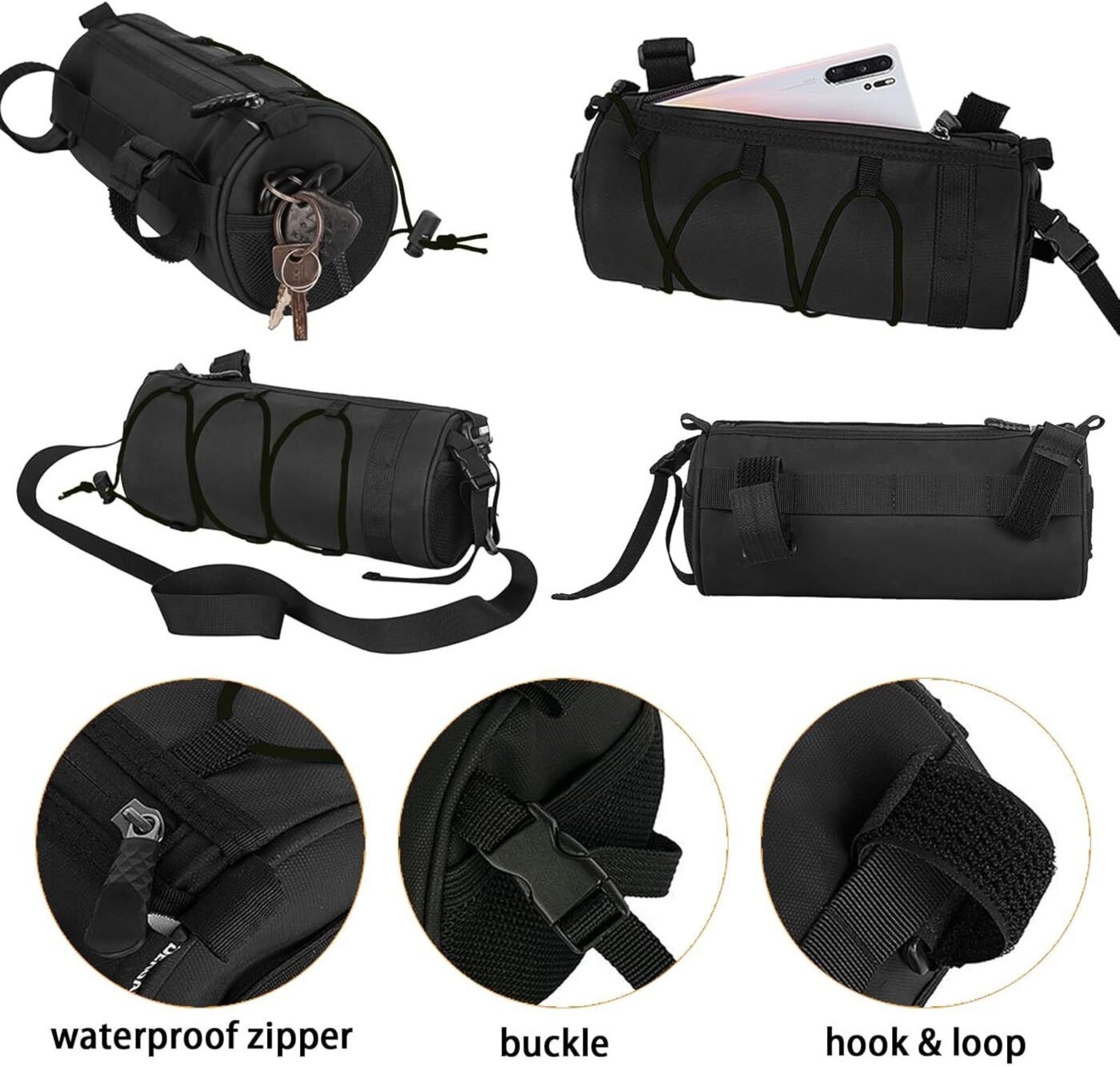 2.5L Bike Handlebar Bag, Waterproof Bicycle Accessories, Bike Frame Front Pouch with Zipper and Shoulder Strap 4 2.5L Bike Handlebar Bag, Waterproof Bicycle Accessories, Bike Frame Front Pouch with Zipper and Shoulder Strap - image 4