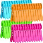 Clothes Pins,48 Pack Colored Plastic Clothespins, Clothes Pins Heavy Duty Outdoor, Non-Slip Laundry Clips for Hanging Clothes, Towels, Crafts, Picture, Clips Food Package Clips