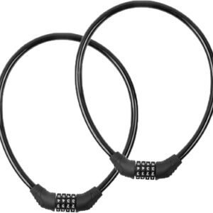 2 PACK Bike Locks Cable,Anti Theft Bicycle Lock Chain,4 Digit Security Resettable Bike Combination Lock Self Coiling Combination Cable Combo Bike Locks Without Mounting Bracket,2 Feetx1/2 Inch (Black)