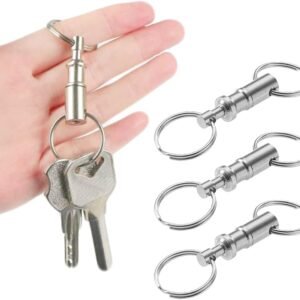 3 Pack Quick Release Detachable Keychain Dual Pull Apart Key Chain Spring Split Snap Separate Double Key Ring Lock Valet Keys Flashlights DIY Crafts Accessories