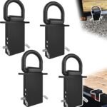 Stake Pocket D Rings 4Pcs 18000lbs Heavy Duty Removable D-Ring Stake Pocket Tie Down for Utility Trailers and Flatbeds with Hitch Pin, Removable Tie Down Utility for Flatbed Cargo Trucks, Black