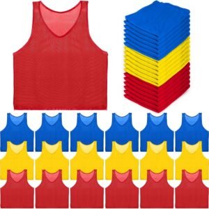18 Pack Pinnies for Adults, Quick Dry Basketball Practice Jersey, Breathable Mesh Scrimmage Vest Youth Soccer Football Volleyball, 3 Colors