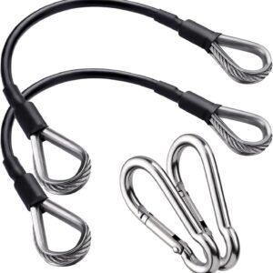 2PCS Gym Cable Extension,Replacement Machine Accessories,Cable Pulley Attachments for -Thick 5mm(0.2inch) Heavy Duty Steel Wire Rope Home Cable, Leg Extensions 10 inch (2PCS)
