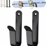 Snowboard Wall Mount & Skateboard Display Rack – Horizontal Hanger Clips for Snowboards, Longboards, Skateboards Space Saving Storage Solution Garage, Bedroom, Living Room (Black, 2 PCS) Black PCS
