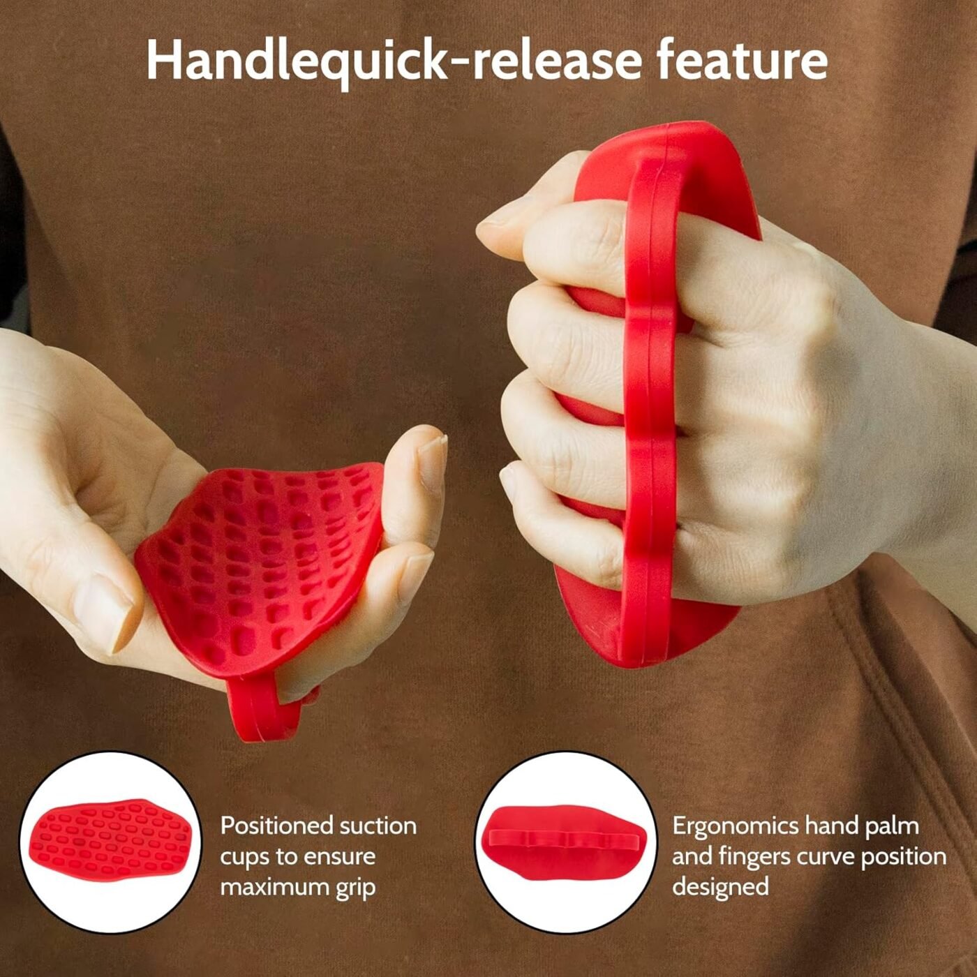 Anti-Slip Workout Grips: New Rubber Gym Grips Deadlifts Palm Protection Gloves for Weight Lifting, Dumbbell, Deadlift, Bar Pad Pull Up Grippers, Training and Exercise Men Women Red Pair 2 Anti-Slip Workout Grips: New Rubber Gym Grips Deadlifts Palm Protection Gloves for Weight Lifting, Dumbbell, Deadlift, Bar Pad Pull Up Grippers, Training and Exercise Men Women Red Pair - image 2