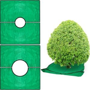 2 Set Landscape Pruning Tarp 78.7″x78.7″ Waterproof Bush Trimming with Hole Shrub Catcher Four Corner Buckles for Leaf Collection Garden Tree Accessories