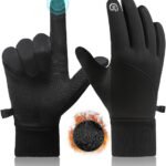 Petluno Winter Warm Gloves, Windproof Water-Resistant Thermal Gloves Anti-slip Touch Screen Cycling for Men Women Hiking Climbing Riding Bike Outdoor Sports Black M