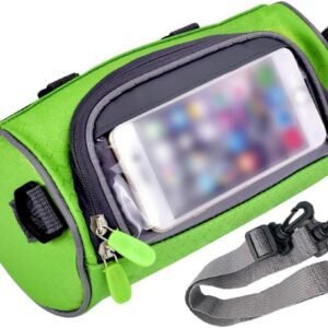 Waterproof Bicycle Handlebar Bag with Transparent Pouch and Adjustable Strap High-Capacity Cycling Front Pack #1 Green