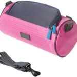 Waterproof Bicycle Handlebar Bag with Transparent Pouch and Adjustable Strap High-Capacity Cycling Front Pack #2 Pink