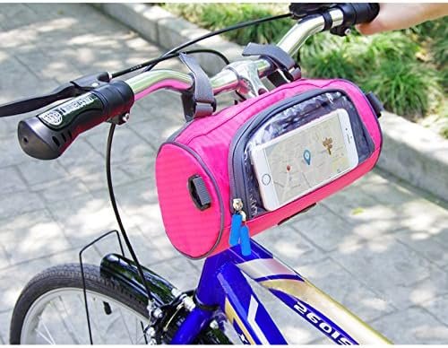 Waterproof Bicycle Handlebar Bag with Transparent Pouch and Adjustable Strap High-Capacity Cycling Front Pack #2 Pink 2 Waterproof Bicycle Handlebar Bag with Transparent Pouch and Adjustable Strap High-Capacity Cycling Front Pack #2 Pink - image 2