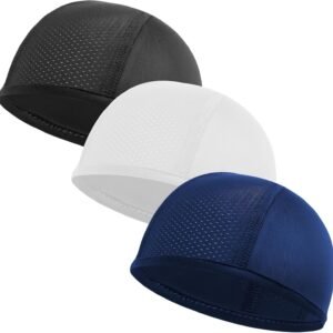 3 Pack Under Helmet Caps, Breathable Cycling Helmet Liner, Summer Cycling Skull Caps, Wicking Running Hats, Under Helmet Hats for Men Women, Perfect for Running Sports Cycling Motorcycle