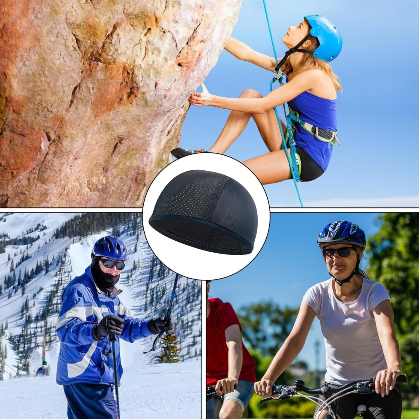3 Pack Under Helmet Caps, Breathable Cycling Helmet Liner, Summer Cycling Skull Caps, Wicking Running Hats, Under Helmet Hats for Men Women, Perfect for Running Sports Cycling Motorcycle 3 3 Pack Under Helmet Caps, Breathable Cycling Helmet Liner, Summer Cycling Skull Caps, Wicking Running Hats, Under Helmet Hats for Men Women, Perfect for Running Sports Cycling Motorcycle - image 3