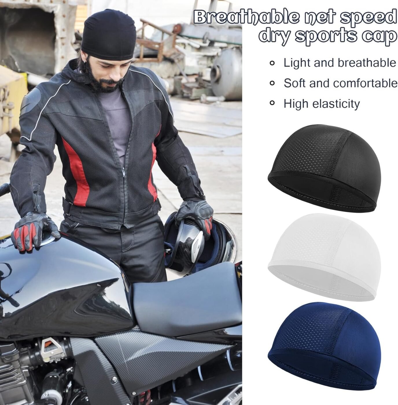 3 Pack Under Helmet Caps, Breathable Cycling Helmet Liner, Summer Cycling Skull Caps, Wicking Running Hats, Under Helmet Hats for Men Women, Perfect for Running Sports Cycling Motorcycle 4 3 Pack Under Helmet Caps, Breathable Cycling Helmet Liner, Summer Cycling Skull Caps, Wicking Running Hats, Under Helmet Hats for Men Women, Perfect for Running Sports Cycling Motorcycle - image 4